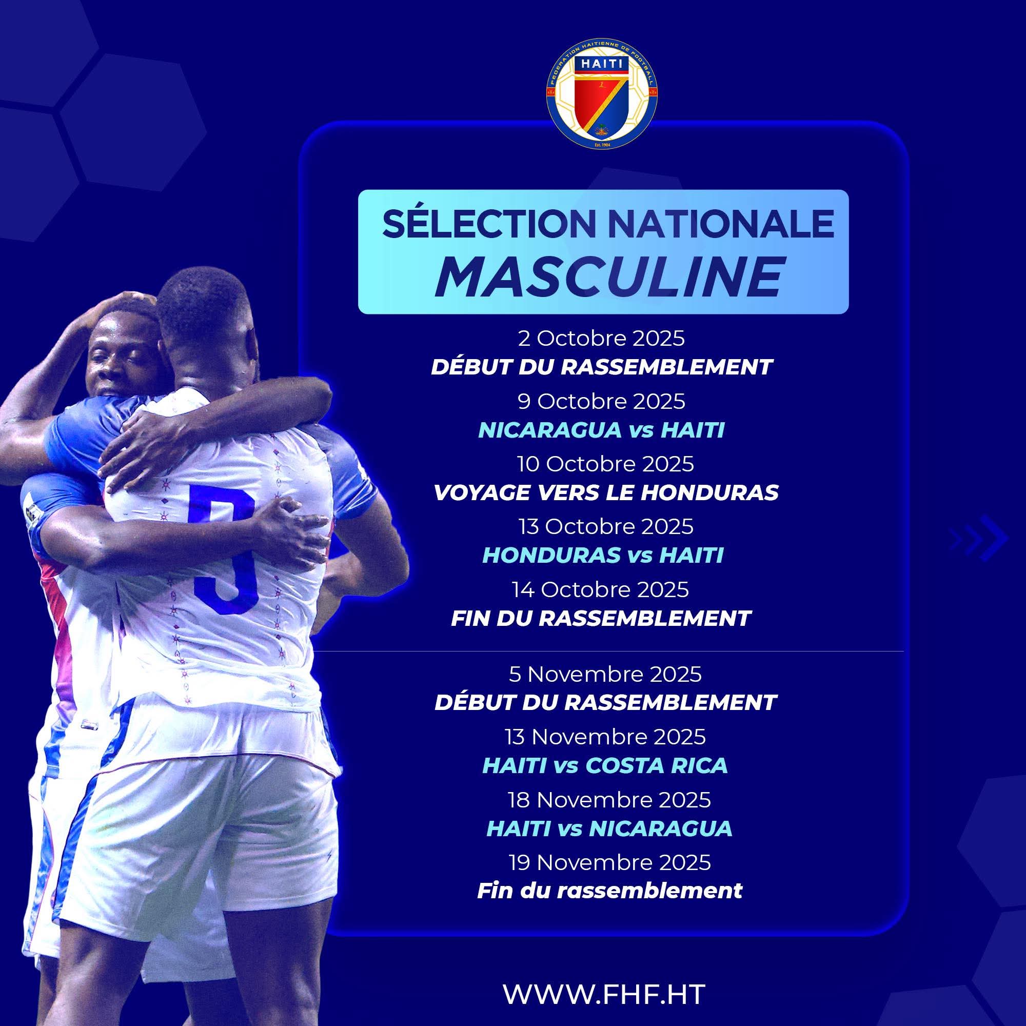 La fédération Haïtienne de football publie le calendrier de la selection masculine senior